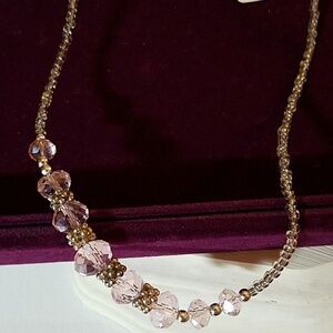 Pink & Clear Beaded Necklace 20"